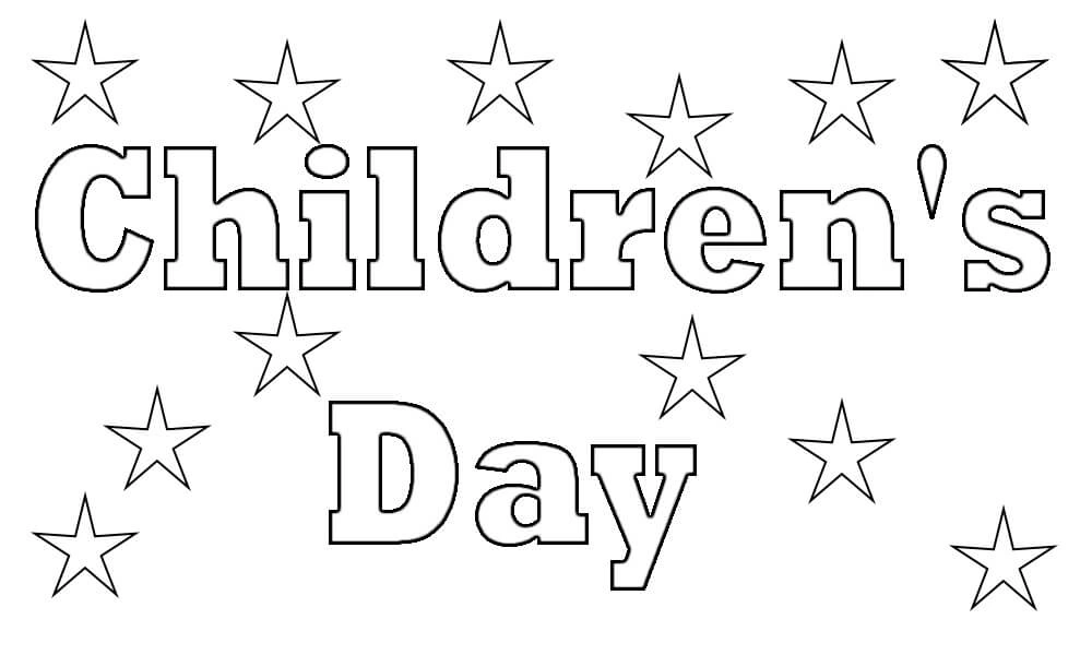Childrens day lettering coloring book